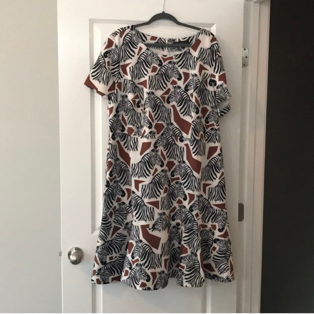 ELOQUII Zebra Fit & Flare Dress